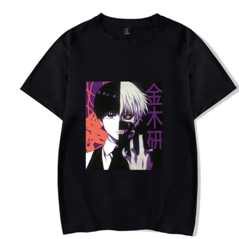 Tokyo Ghoul Men's Ken Kaneki Split Face Graphic Anime T-Shirt Size Medium